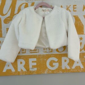 Luxurious White Faux Fur Kids Jacket